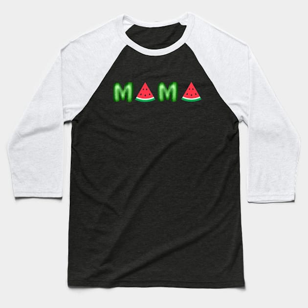 Mama Watermelon Funny Summer Fruit Gift Great Mother's Day Baseball T-Shirt by Peter smith